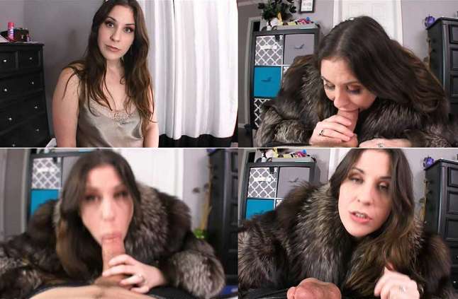 Hot Step Mom gives Step Son Blow Jow in a Big Fur Coat - Madame Amiee Cambridge FullHD 1080p