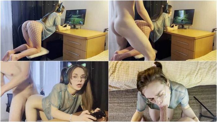 Cats_house - Schoolgirl Sister with ponytails fucks and plays a video game FullHD 1080p